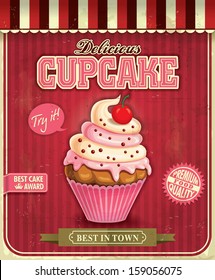 Vintage cupcake poster design