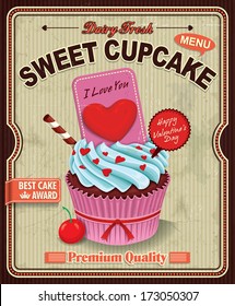 Vintage cupcake poster design