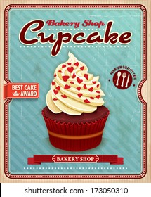 Vintage cupcake poster design