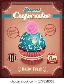 Vintage cupcake poster design 