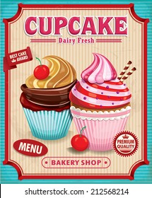 Vintage cupcake poster design