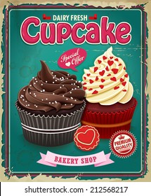 Vintage cupcake poster design