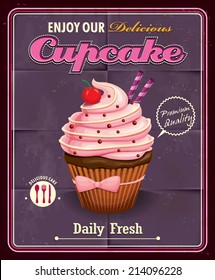 Vintage cupcake poster design