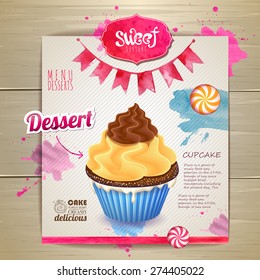 Vintage cupcake poster design