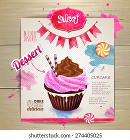 Vintage cupcake poster design