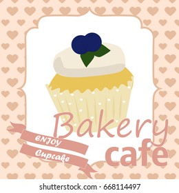 Vintage cupcake poster design illustration vector colorful