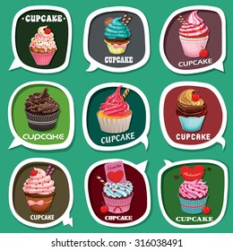Vintage cupcake poster design set