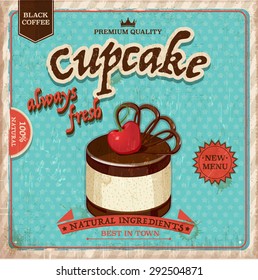 Vintage cupcake poster - vector background