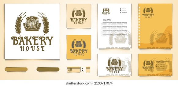 Vintage cupcake and wheat, bakery Logo and business branding template Designs Inspiration Isolated on White Background