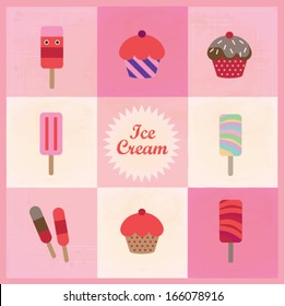 vintage cupcake/ice pop template invitation vector/ illustration/ layout design/ background/ graphics/ wallpaper