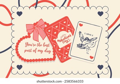 Vintage Cupid Love Cards Background. Great for digital scrapbooking, wrapping paper, or unique Valentine’s Day printable