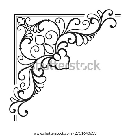 Vintage curled corner lines, graphic element.
