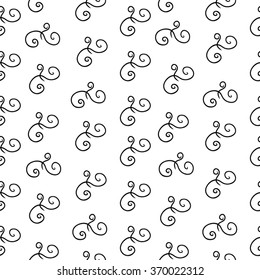 Vintage Curled Vignettes seamless pattern design