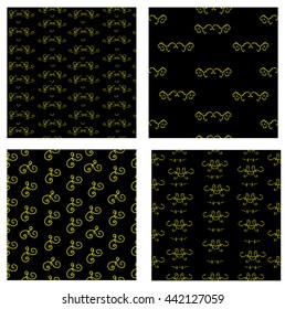 Vintage Curled Vignettes seamless pattern design