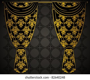 The vintage curtain. Vector