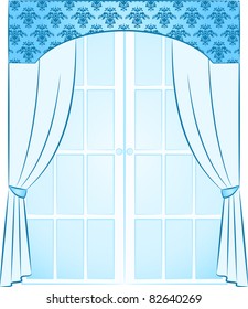 The vintage curtain. Vector