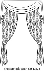 The vintage curtain. Vector