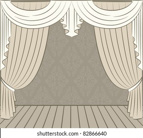 The vintage curtain. Vector