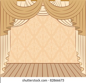 La cortina vintage. Vector