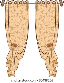 The vintage curtain. Vector