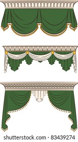 The vintage curtain. Vector