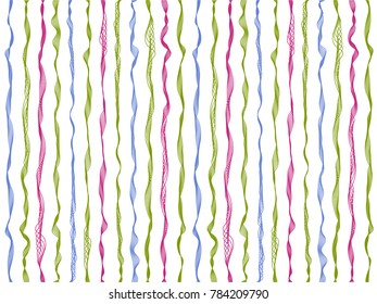 Vintage curved stripes vertical lines vector shirt pattern. Thin intersecting and parallel curve lines, wavy ribbons clothing textile pattern.  Wavy stripes ripple silk fabric texture decoration.