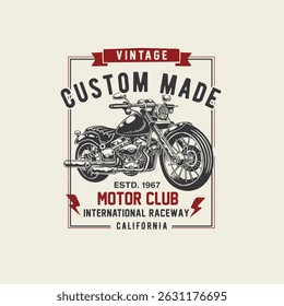 vintage Custom made motor club graphic vector design