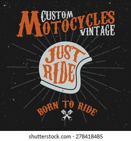 vintage custom motocycles vector label
