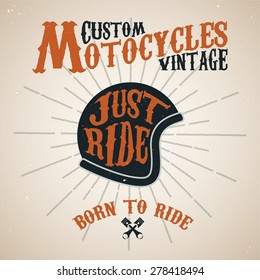 vintage custom motocycles vector label