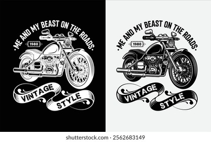 Vintage Custom motorbike t-shirt design vintage monochrome badge, backgrounds isolated vector
