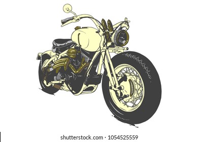 Vintage Custom Motorcicle Graphic Poster Illustration.	
