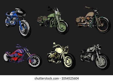 Vintage Custom Motorcicle Graphic Poster Illustration.	
