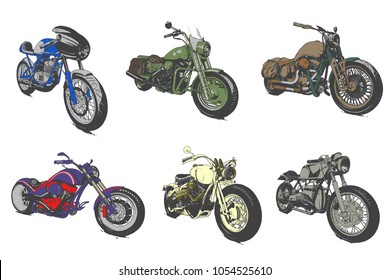 Vintage Custom Motorcicle Graphic Poster Illustration.	
