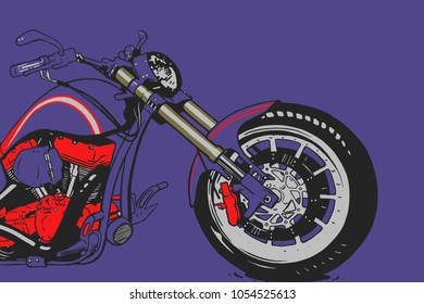 Vintage Custom Motorcicle Graphic Poster Illustration.	
