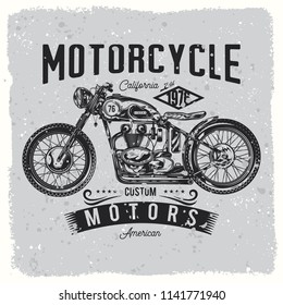 Vintage, custom motorcycle, bikers logo