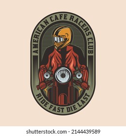 Vintage Custom Motorcycle cafe racer biker go fast Badge Emblem