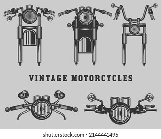  Vintage Custom Motorcycle elements and engine parts biker garage 