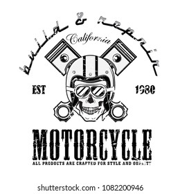 vintage custom motorcycle emblems, labels, badges, logos, prints, templates. Layered, isolated on white background. Easy rider. Print and banner, sign and symbol, labe, build and repair service, icon