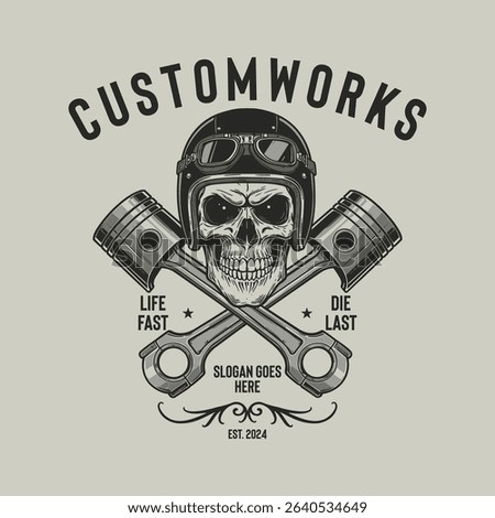 Vintage custom motorcycle emblems, labels, badges, logos, prints, templates.