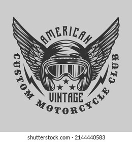 Vintage Custom Motorcycle Helmet cafe racer bike riding Badge Design