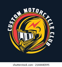 Vintage Custom Motorcycle Helmet cafe racer bike riding Badge Design