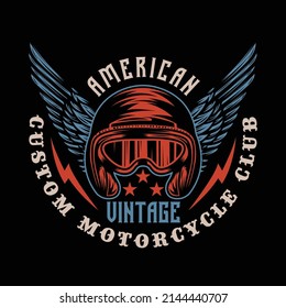 Vintage Custom Motorcycle Helmet cafe racer bike riding Badge Design