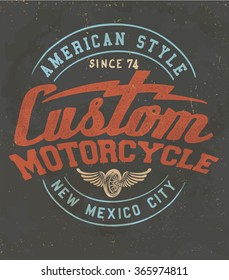 vintage custom motorcycle label. Original quality te print