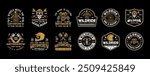 Vintage custom motorcycle logo sign badge vector collection. Motorbike garage and mechanic logo with retro style vector design. Set of design elements for motorbike parts