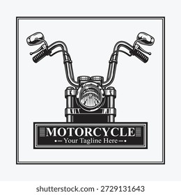 Modelo de logotipo de motocicleta personalizado vintage com guidão retro e ilustração vetorial de farol