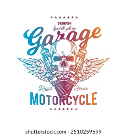 Vintage Custom Motorcycle Poster. Original vector illustration in vintage style. T-shirt design. Hand drawn, not AI