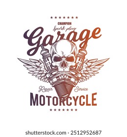 Vintage Custom Motorcycle Poster. Original vector illustration in vintage style. T-shirt design. Hand drawn, not AI