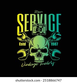 Cartaz de motocicleta personalizado vintage. Ilustração vetorial original em estilo vintage isolado no fundo preto. Design de camiseta. Mão desenhada, não por AI!
