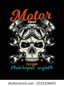 Vintage custom motorcycle poster. Original vector illustration in vintage style. T-shirt design. Hand drawn, not AI