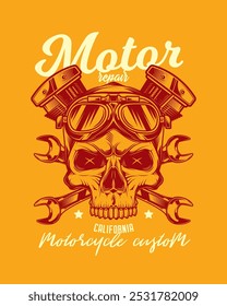 Vintage custom motorcycle poster. Original vector illustration in vintage style. T-shirt design. Hand drawn, not AI